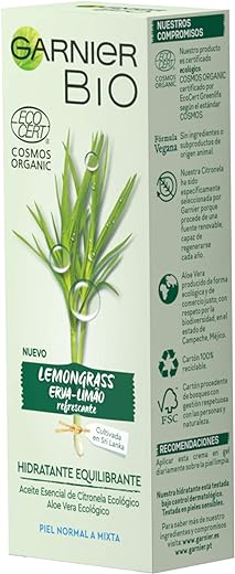 Garnier Bio Ecocert Lemongrass Crema Hidratante, 50 ml